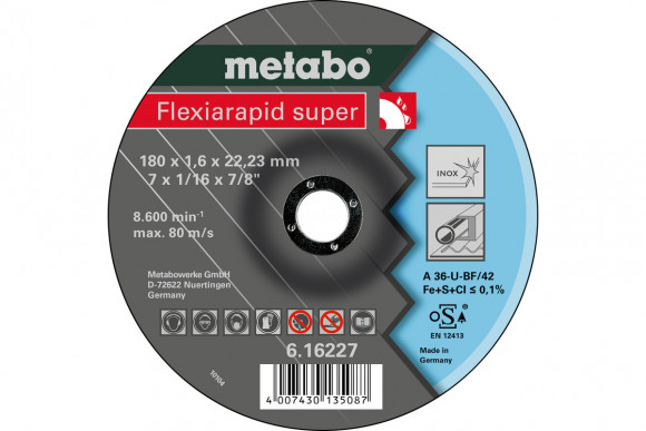Відрізний круг Metabo Flexiarapid Super 180x1,6x22,23, Inox, TF 42 (616227000)