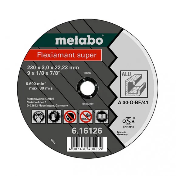 Отрезной диск Metabo 180x3,0x22,2 мм, Flexiamant Super (Premium), по алюминию, 41, A 30-O (616122000)