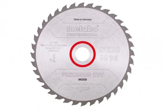 Пильне полотно Metabo «Precision Cut Wood - Professional»,  220x30, Z36 WZ 10° (628042000)