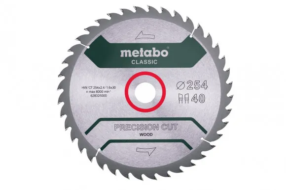 Пильный диск Metabo по дереву 254x30x2.4, 40 зубьев, блистер (628326000)