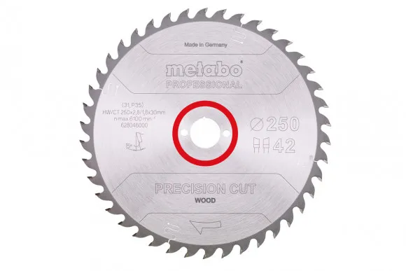 Пилкове полотно Metabo «Precision Cut Wood — Professional», 250х30, Z42 WZ 15° (628046000)
