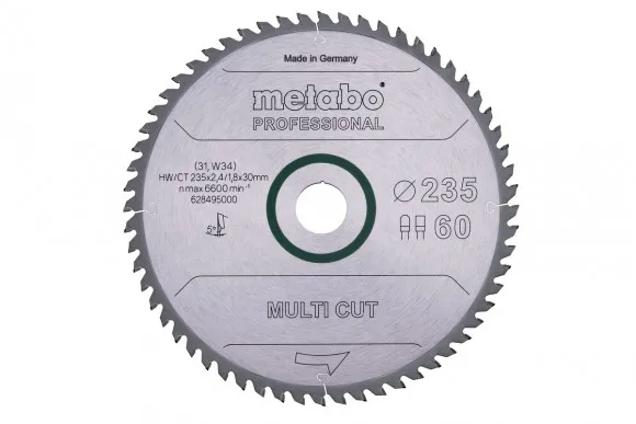 Пиляльний диск Metabo з мультиматеріалів 235x30x2.4, 60 зубів (628495000)
