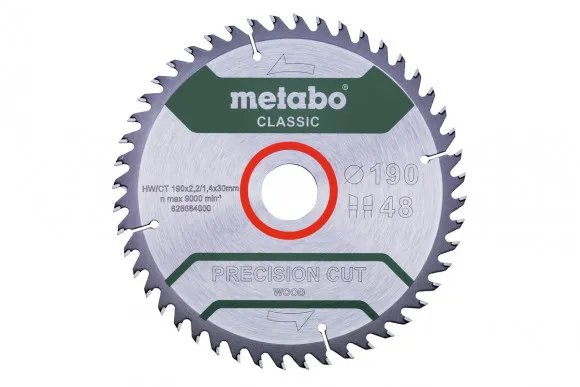 Пиляльний диск Metabo CLASSIC по дереву190x30x2.2, 48 зуб'їв (628664000)
