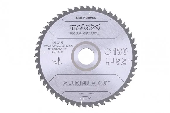 Пиляльний диск Metabo PROFESSIONAL по алюмінію 190x30x2.2, 52 зуби (628296000)
