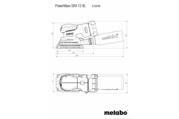 Акумуляторна плоскошліфувальна машина Metabo PowerMaxx SRA 12 BL SET каркас (602036920)