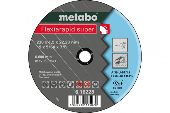Відрізний круг Metabo Flexiarapid Super 230x1,9x22.2 Inox HydroResist (616228000)