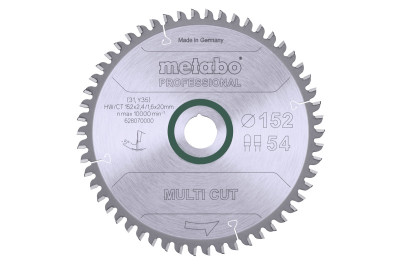 Пильне полотно Metabo «Multi Cut - Professional», 152х20, Z54 FZ/TZ 5° neg. (628070000)