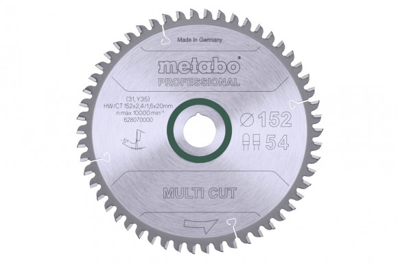 Пильне полотно Metabo «Multi Cut - Professional», 152х20, Z54 FZ/TZ 5° neg. (628070000)