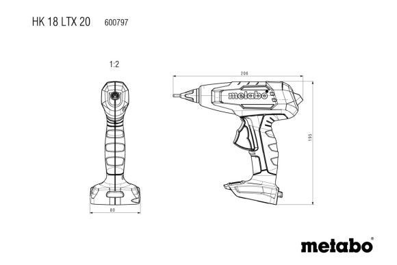 Клейовий пістолет Metabo HK 18 LTX 20, каркас (600797850)