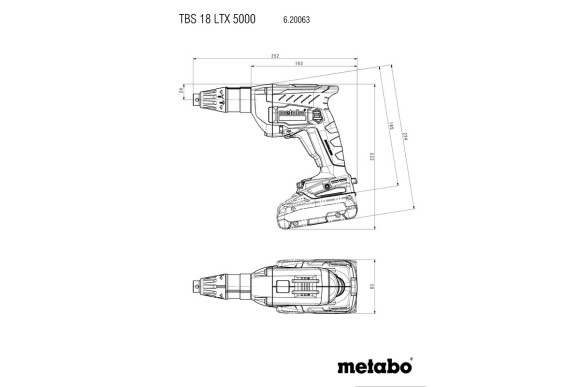 Акумуляторный шурупокрут для гіпсокартону Metabo TBS 18 LTX BL 5000 каркас в кейсі (620063840)
