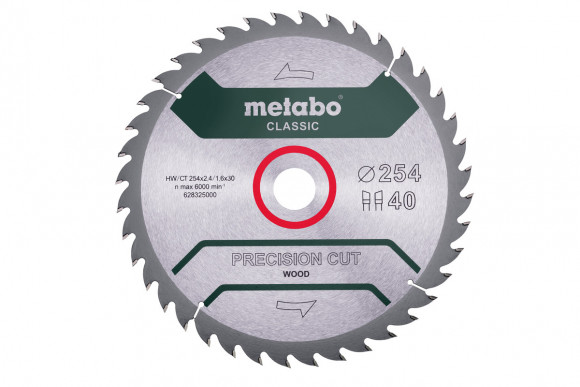 Пильный диск Metabo по дереву 254x30x2.4, 40 зубьев, блистер (628326000)