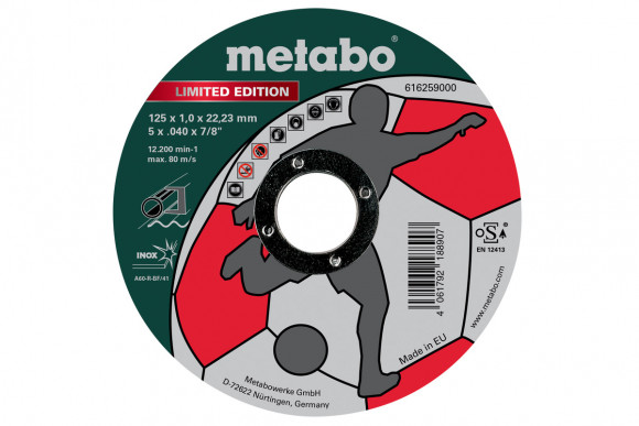 Відрізний круг Metabo LIMITED EDITION SOCCER 125x1,0x22,23 Inox (616259000)