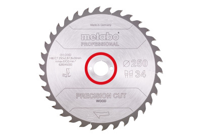 Пильное полотно Metabo «Precision Cut Wood - Professional», 250x30, Z34 WZ 15° (628045000)