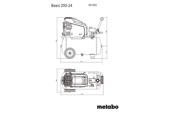 Компресор Metabo Basic 200-24, 24л + Набір пневмоінструменту Metabo LPZ 4 Set (691246000)