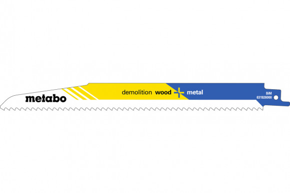5 пилкових полотен для шабельних пил Metabo «Demolition Wood + Metal», 225 x 1,6 мм (631926000)