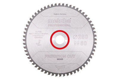 Пилкове полотно Metabo «Precision Cut Wood — Professional», 250x30, Z60 WZ 5° neg. (628048000)