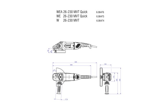 Кутова шліфувальна машина Metabo W 26-230 MVT (606474260) Кутова шліфувальна машина Metabo W 26-230 MVT (606474260)