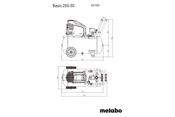 Компресор Metabo Basic 250-50, 50л + Набір пневмоінструменту Metabo LPZ 4 Set (691248000)