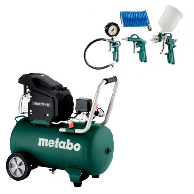 Компресор Metabo Basic 250-50, 50л + Набір пневмоінструменту Metabo LPZ 4 Set (691248000) Компресор Metabo Basic 250-50, 50л + Набір пневмоінструменту Metabo LPZ 4 Set (691248000)