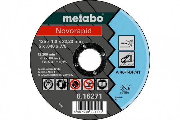 Відрізний круг Metabo Novorapid 125x1,0x22,23 Inox (616271000)