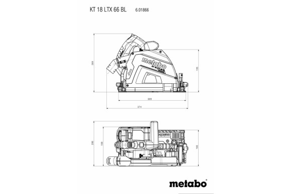 Акумуляторна занурювальна дискова пила Metabo KT 18 LTX 66 BL 2х8.0 Аг (601866810) Акумуляторна занурювальна дискова пила Metabo KT 18 LTX 66 BL 2х8.0 Аг (601866810)