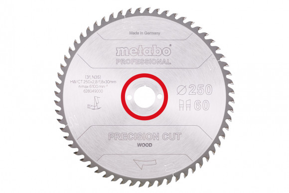 Пильный диск Metabo «Precision Cut Wood — Professional», 250х30, Z60 WZ 15° (628049000)
