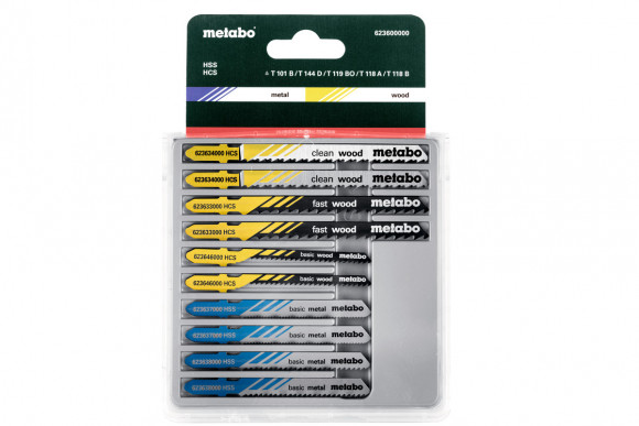 Набор пилок для лобзика Metabo 3, Д+М+Пласт., 10 предметов (623600000)
