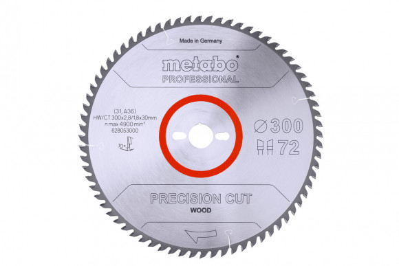 Пильное полотно Metabo "Precision Cut Wood - Professional", 300X30, Z72 WZ 10° (628053000)