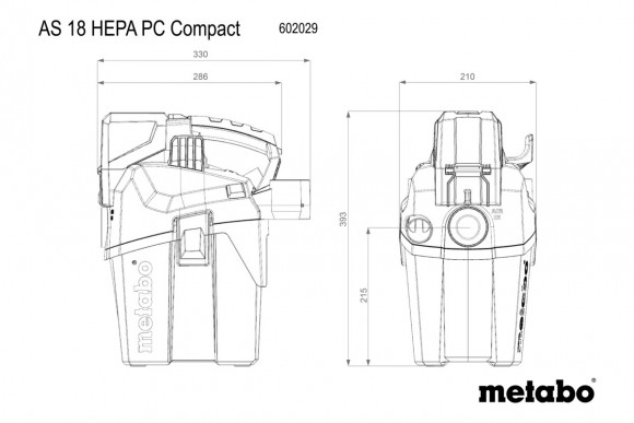 Акумуляторний пилосос Metabo AS 18 HEPA PC Compact каркас (602029850)