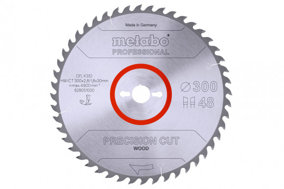 Пилкове полотно Metabo «Precision Cut Wood - Professional», 300x30, Z48 WZ 15° (628051000)
