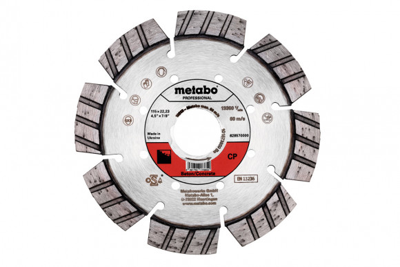 Алмазний відрізний диск Metabo 115x22,23 мм, "CP", бетон "professional" (628570000)