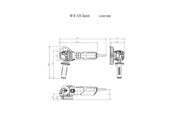 Кутова шліфувальна машина Metabo W 9-125 Quick (600374010) Кутова шліфувальна машина Metabo W 9-125 Quick (600374010)