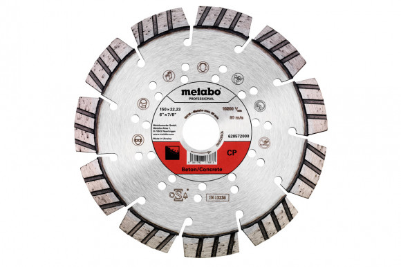 Алмазный отрезной диск Metabo 150x22,23 мм, "CP", бетон "professional" (628572000)