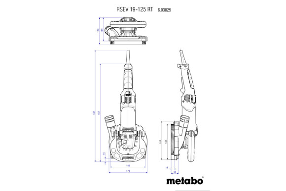 Набір шліфувальна машина Metabo RSEV 19-125 RT алмазний диск abrasiv + Пилосос Metabo ASR 35 L ACP (691002000)
