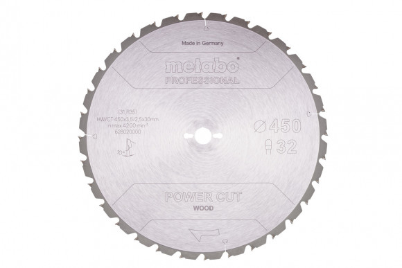Пилковий диск  Metabo по дереву 450x30x3,5, 32 зуби (628020000)