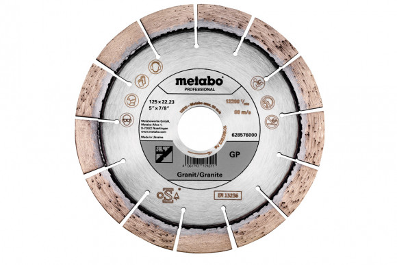 Алмазний відрізний диск Metabo 125x22,23 мм, "GP", Granite "professional" (628576000)