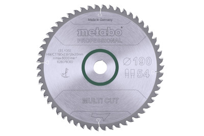 Пильний диск Metabo HW/CT 190x20, 54 FZ/TZ 5°, негативний (628076000)