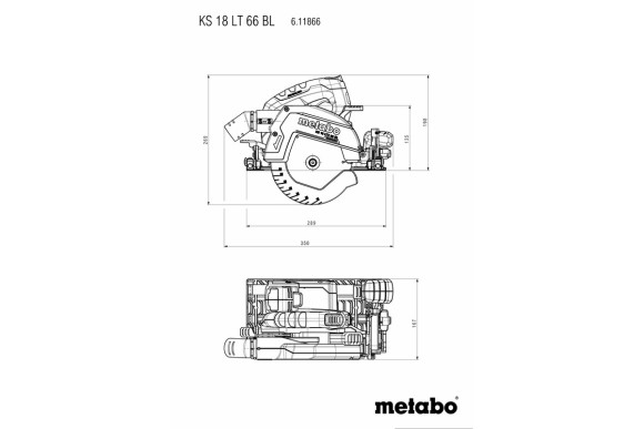 Акумуляторна ручна дискова пила Metabo KS 18 LTX 66 BL каркас в кейсі (611866840)