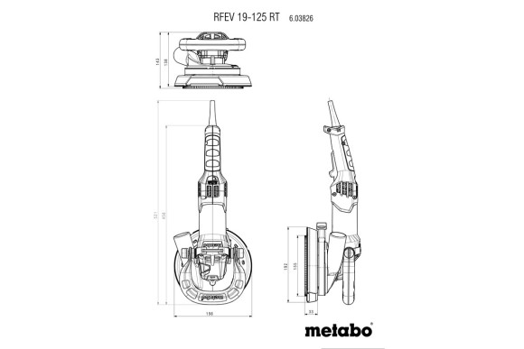 Шліфмашина по штукатурці Metabo RFEV 19-125 RT + Фрезерна головка з прямими зубами (603826710)