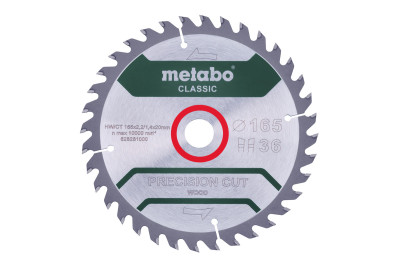 Отсекательный диск Metabo CLASSIC по дереву 165x20x2.2, 36 зубьев (628281000)