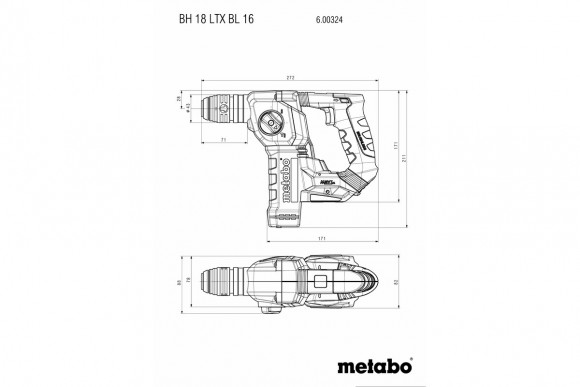Акумуляторний перфоратор Metabo BH 18 LTX BL 16 каркас (600324850)