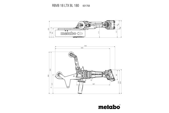 Акумуляторна стрічкова шліфмашина для труб Metabo RBVB 18 LTX BL 180, 18В, каркас (601768840) Акумуляторна стрічкова шліфмашина для труб Metabo RBVB 18 LTX BL 180, 18В, каркас (601768840)