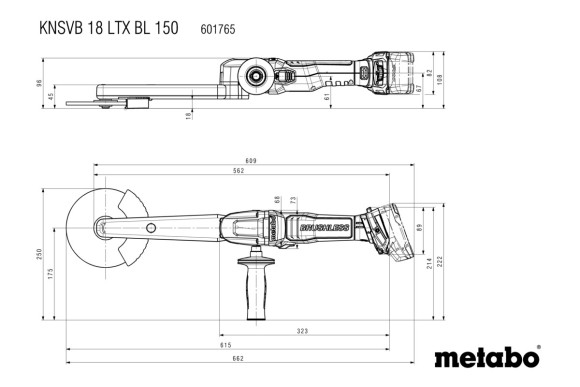 Аккумуляторная болгарка для шлифовки угловых сварных швов Metabo KNSVB 18 LTX BL 150, 18В, каркас (601765840) Аккумуляторная болгарка для шлифовки угловых сварных швов Metabo KNSVB 18 LTX BL 150, 18В, каркас (601765840)
