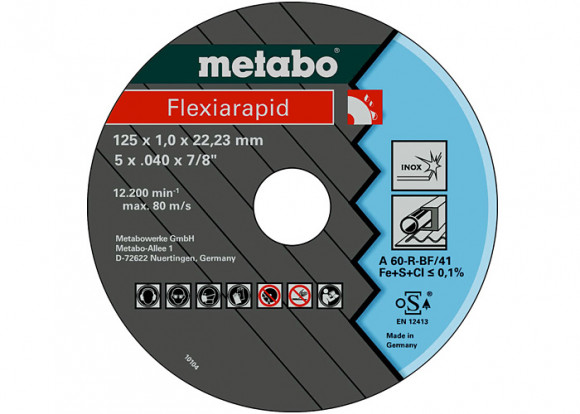 Набор отрезных дисков Metabo 125x10x22,2 мм, Flexiarapid Inox, 10 шт (616099000)