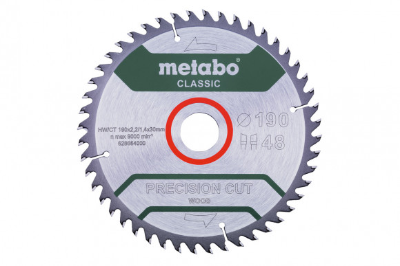 Пиляльний диск Metabo CLASSIC по дереву190x30x2.2, 48 зуб'їв (628664000)
