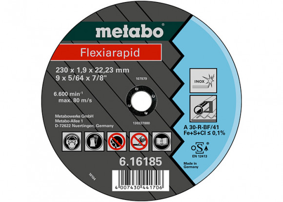 Отрезной диск Metabo 125x20х22,2 мм, Flexiarapid (Standart), нержавеющая сталь, 41, A 46-R (616179000)
