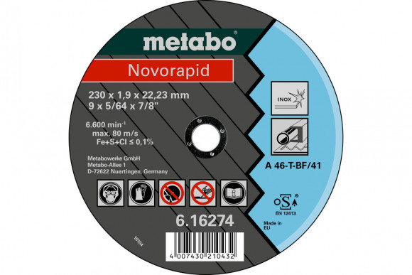 Відрізний диск Metabo Novorapid 115x1,0x22,2 Inox, TF 41 (616270000)