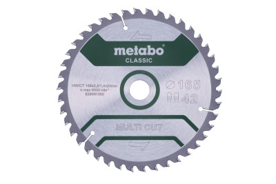 Пильний диск Metabo CLASSIC по мультиматеріалам 165х20х2.2, 42 зуби, блістер (628661000)