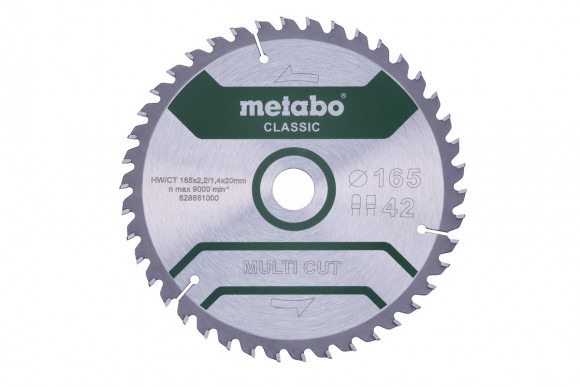 Пиляльний диск Metabo CLASSIC по мультиматеріалам 165х20х2.2, 42 зуби, блістер (628661000)