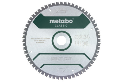 Пильний диск Metabo CLASSIC по мультиматеріалам 254х30х2.6, 60 зубів, блістер (628666000)
